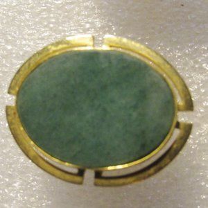 Vintage  Jade 14kt Gold Oval Cufflinks